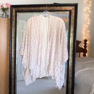 One Size Cardigan Shawl - Batwing Sleeve | Cream | Beach Cover | Lightweight